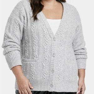 A New Day Gray Cable Knit Women's Sweater Size Medium